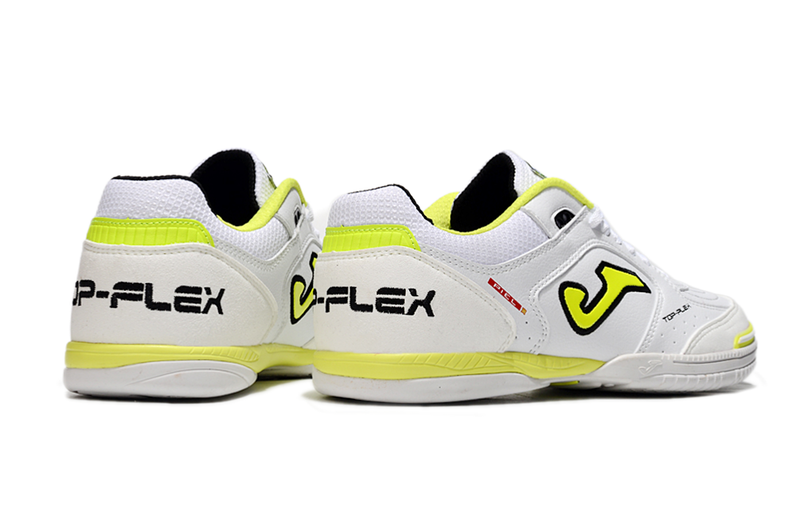 Chuteira Futsal Joma Top Flex Rebound IC Branca e Amarelo