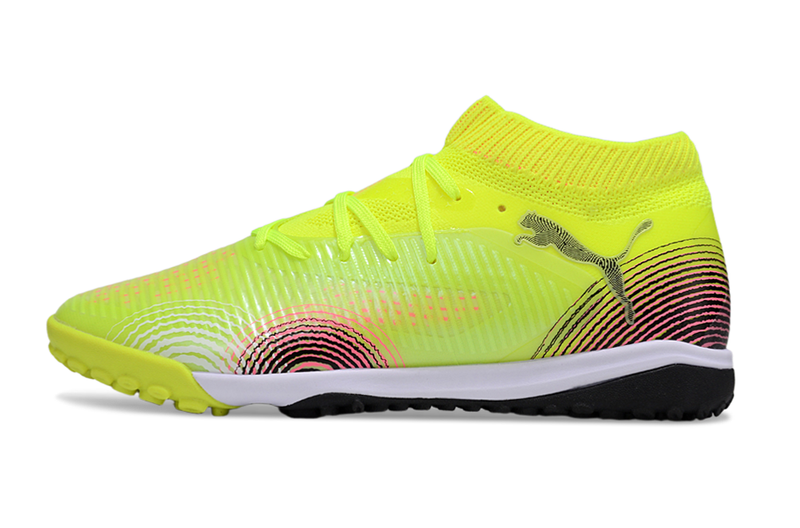 Chuteira Society Puma Future 8 TF Amarelo e Rosa