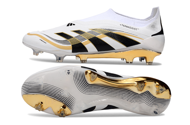 Chuteira Campo Adidas Predator LL Elite FG Branco, Dourado e Preto "TEAMGEIST"