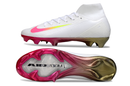 Chuteira Campo Nike Air Zoom Mercurial Superfly 10 Elite FG Branca, Rosa e Amarelo