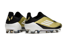 Chuteira Campo Adidas F50+ LL FG Messi Dourado e Preto "Triunfo Dorado"