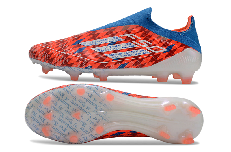 Chuteira Campo Adidas F50+ LL FG Vermelha e Azul