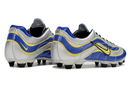 Chuteira Campo Nike Mercurial Vapor 1998 FG Prata, Azul e Amarelo "R9"