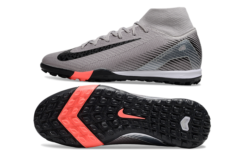 Chuteira Society Nike Air Zoom Mercurial Superfly 10 Elite TF Cinza e Preto