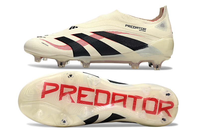 Chuteira Campo Adidas Predator LL Elite FG Bege, Vermelha e Preta