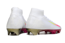 Chuteira Campo Nike Air Zoom Mercurial Superfly 10 Elite FG Branca, Rosa e Amarelo