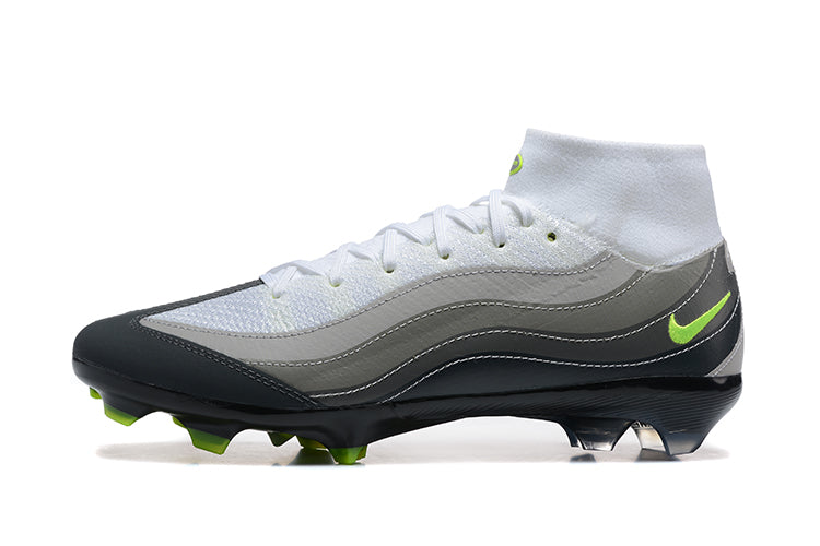 Chuteira Campo Nike Air Zoom Mercurial Superfly 10 Elite FG Branca, Cinza e Verde
