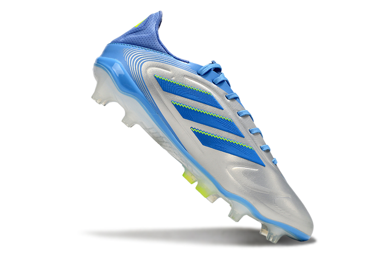 Chuteira Campo Adidas Copa Pure III Elite FG Azul e Prata "Celestial Victory"
