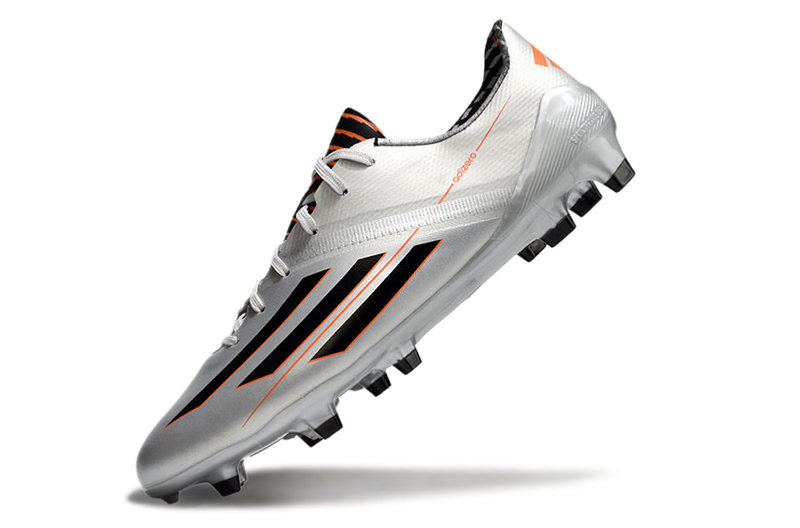 Chuteira Campo Adidas F50 Adizero FG Prata, Laranja e Preto