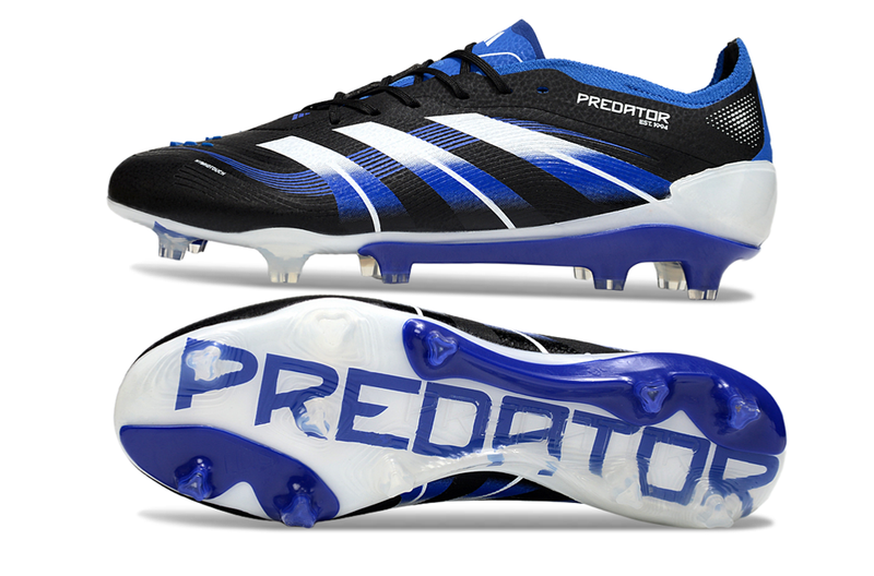 Chuteira Campo Adidas Predator Elite FG Preto e Azul