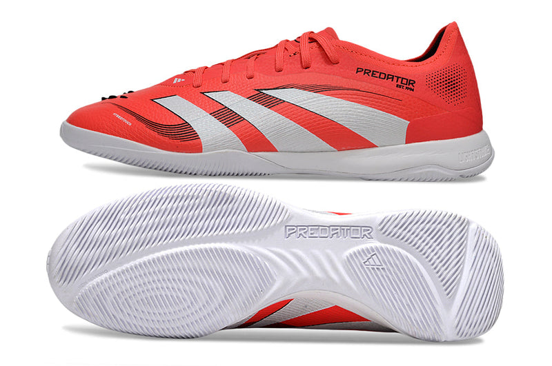 Chuteira Futsal Adidas Predator 24 Elite IC Vermelha e Branca "Pure Victory"
