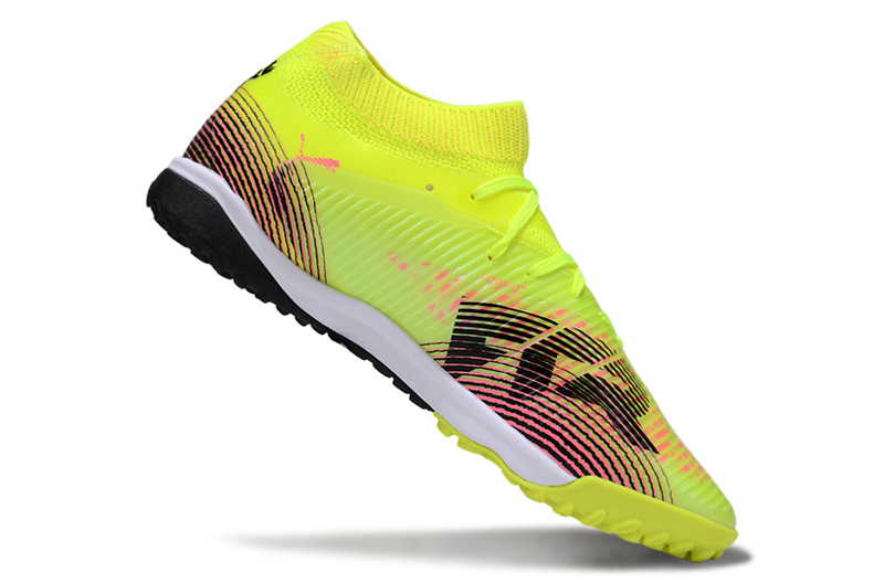 Chuteira Society Puma Future 8 TF Amarelo e Rosa