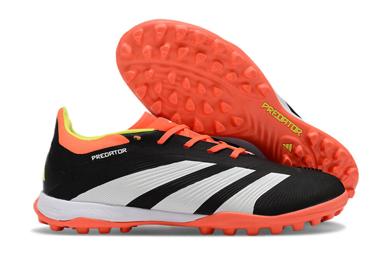 Chuteira Infantil Society Adidas Predator Elite TF Preta, Laranja e Branco "Solar Energy"