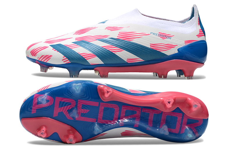 Chuteira Campo Adidas Predator LL Elite FG Branca, Azul e Rosa "Reemergence Pack"
