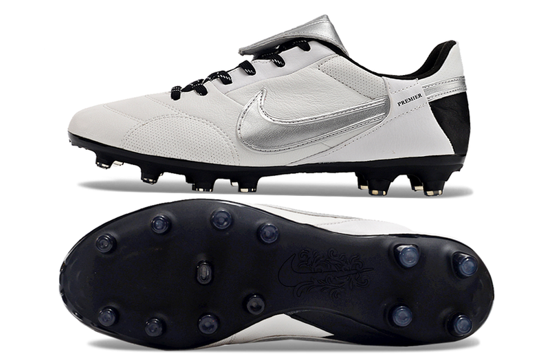 Chuteira Campo Nike Premier 3 FG Branca e Prata