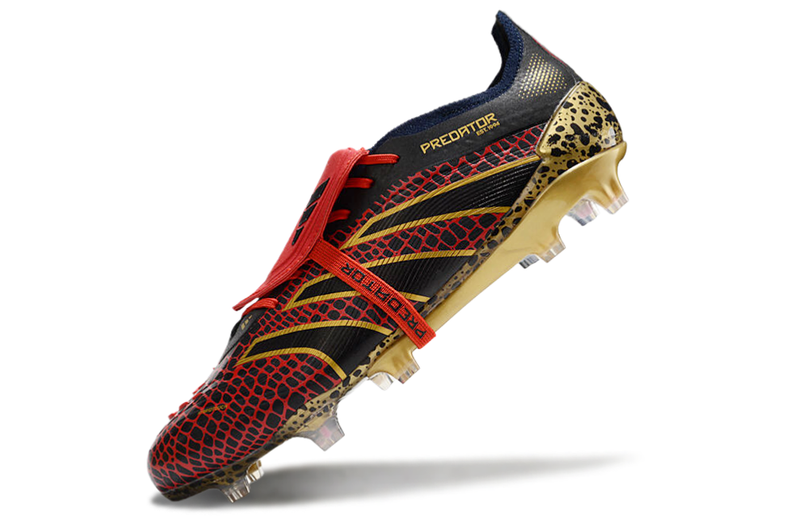 Chuteira Campo Adidas Predator FT 30 Elite FG Preta, Vermelha e Dourado