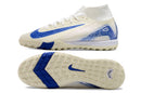 Chuteira Infantil Society Nike Air Zoom Mercurial Superfly 10 Elite TF Branca e Azul "Blueprint Pack""