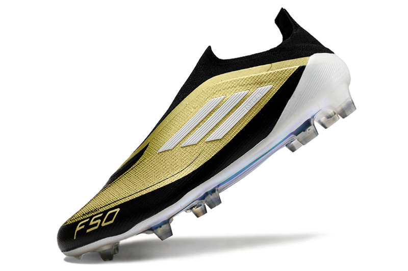 Chuteira Campo Adidas F50+ LL FG Messi Dourado e Preto "Triunfo Dorado"