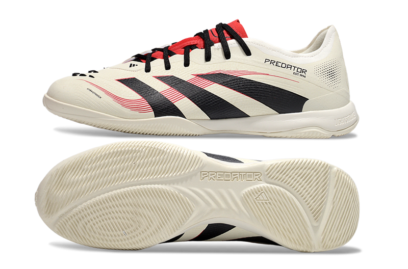 Chuteira Futsal Adidas Predator 24 Elite IC Bege, Vermelha e Preta